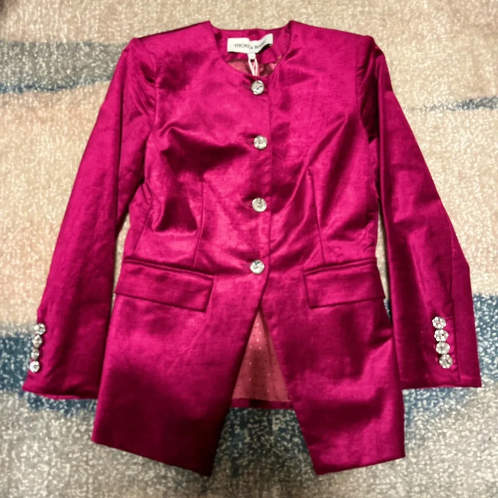 NEW Veronica Beard Cencia Cotton Blend Jacket in Fuchsia - Picture 7 of 11